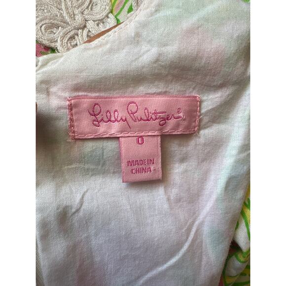 Lilly Pulitzer Pink & Green Floral Mini Dress, Size 0 - Picture 5 of 8